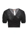 Twinset Woman Wrap Cardigans Black Size Xl Viscose, Polyamide