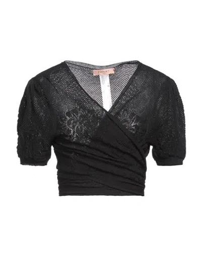 Twinset Woman Wrap Cardigans Black Size Xl Viscose, Polyamide