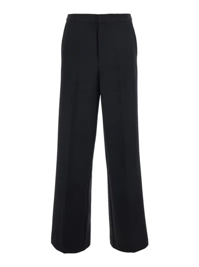 Twinset Women's High-waist Straight-leg Tech Fabric Pants With Side Pockets In Black
