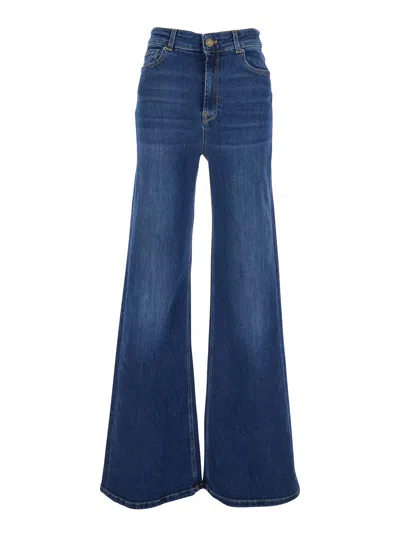 Twinset Women's Relaxed-fit Five-pocket Jeans With Faded Effect In Blu
