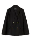 Twinset Wool-blend Double-breasted Coat In Black