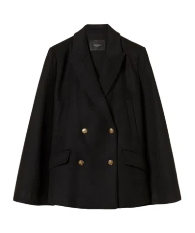 TWINSET WOOL-BLEND DOUBLE-BREASTED COAT