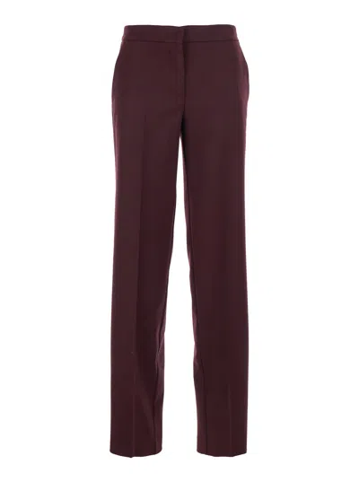 Twinset Wool Blend Stretch Trousers In Burgundy