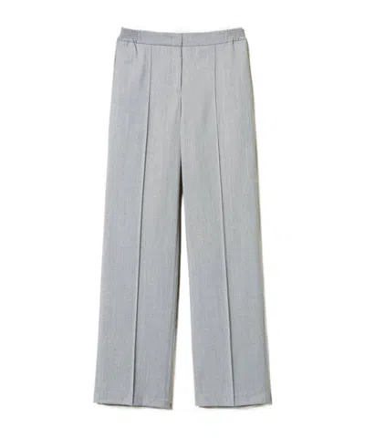 Twinset Wool-blended Trousers In Medium Gray Mixed Color