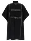 Twinset Buckle-strap Wool-blend Cape In Black
