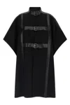 Twinset Buckle-strap Wool-blend Cape In Black