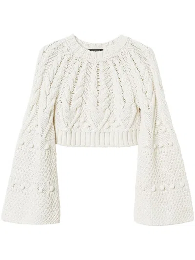 Twinset Wool Cropped Sweater In White