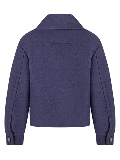Twinset Twin-set Wool Jacket With Pocket For Kids In Classic Blue