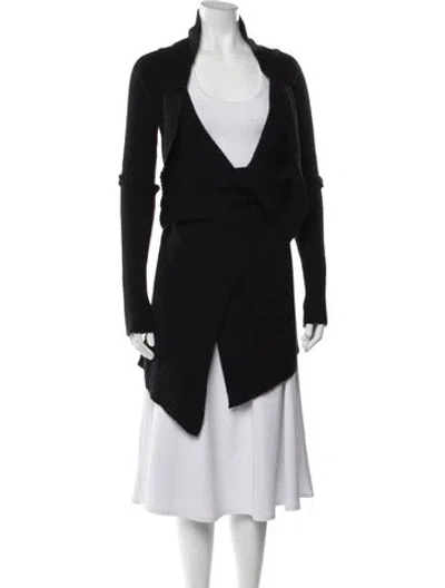 Pre-owned Twinset Wool Open Front Sweater In Black