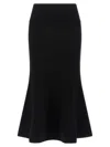 Twinset Flared Black Midi Skirt With Elastic Waistband And Metal Logo In Black
