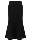 Twinset Flared Black Midi Skirt With Elastic Waistband And Metal Logo In Black
