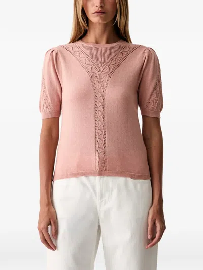 Twinset Wool-blend Punched-knit Jumper In Pink