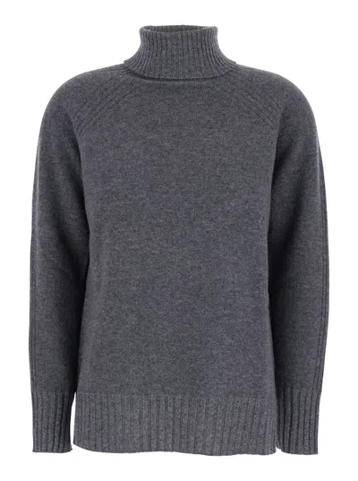Twinset Wool-cashmere Turtleneck Sweater In Gray