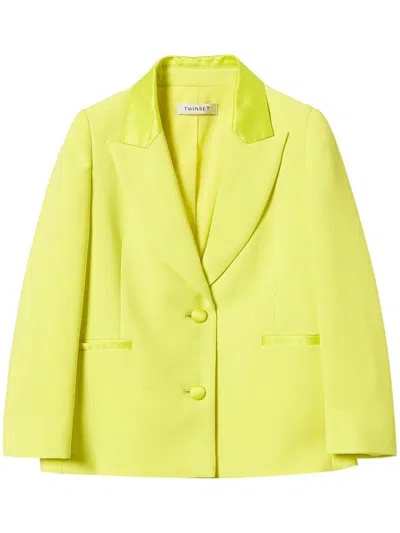 Twinset Kids' Woven Blazer In Yellow