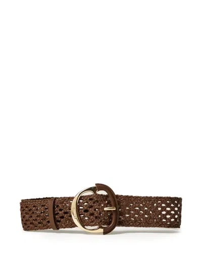 Twinset Woven Buckle Belt In Brown