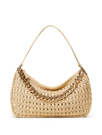 Twinset Woven Chain-detail Shoulder Bag In Nude