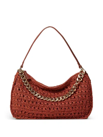 Twinset Woven Chain Shoulder Bag In Brown