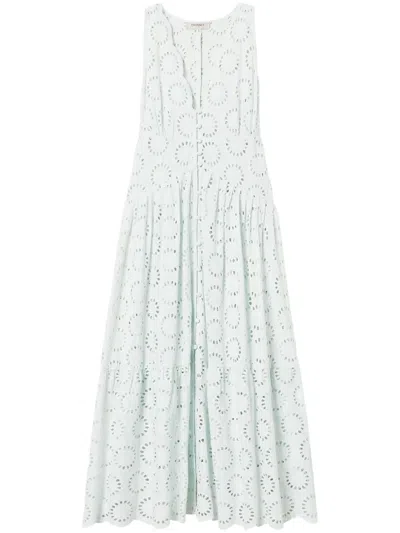 Twinset Woven Cotton Dress In Water Green