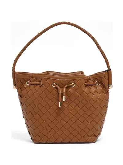 Twinset Woven Drawstring Tote Bag In Purple