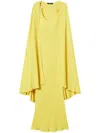 Twinset Robe Longue « Ischia » Cape En Crêpe Georgette In Yellow