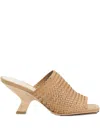 Twinset Woven Leather Heeled Sandals In Brown