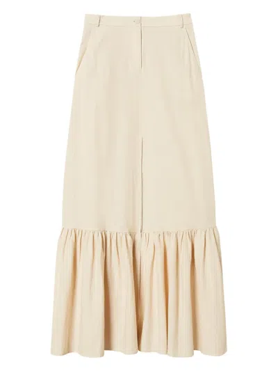 Twinset Woven Maxi Skirt In Neutral