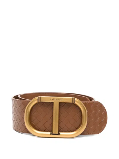 Twinset Woven Oval-buckle Belt In Brown
