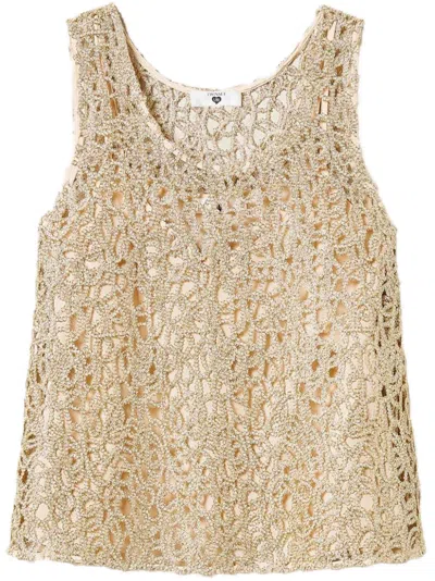 Twinset Woven Top In Gold