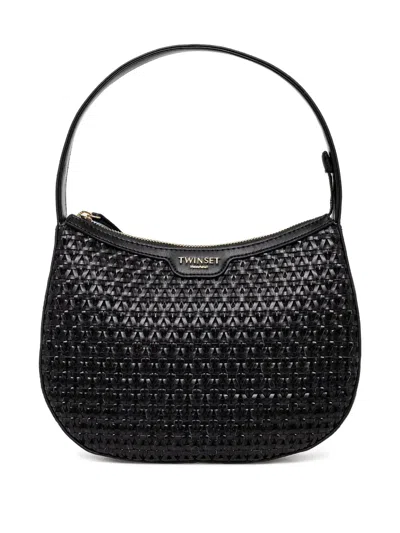 Twinset Woven Top-handle Tote Bag In Black
