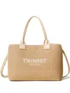 Twinset Parchment Rectangular Woven Handbag In Nude