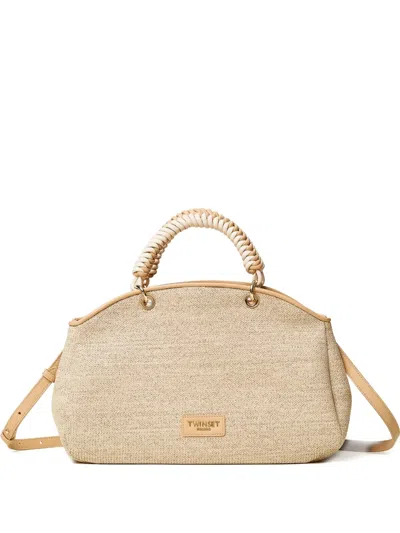 Twinset Woven Tote Bag In Neutral