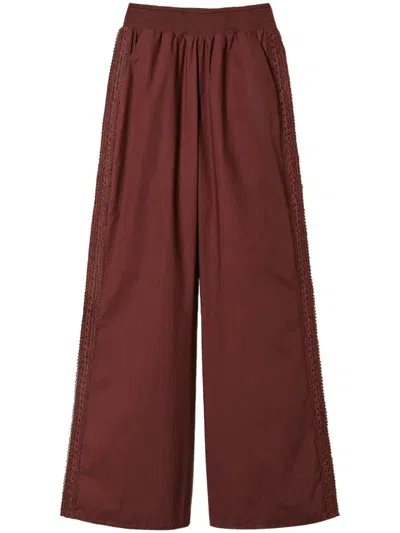 Twinset Woven Trousers In Brown