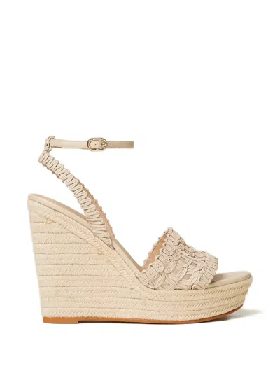 Twinset Woven Wedged Sandals In Neutral
