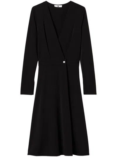 Twinset Wrap-button Fastening Dress In Black