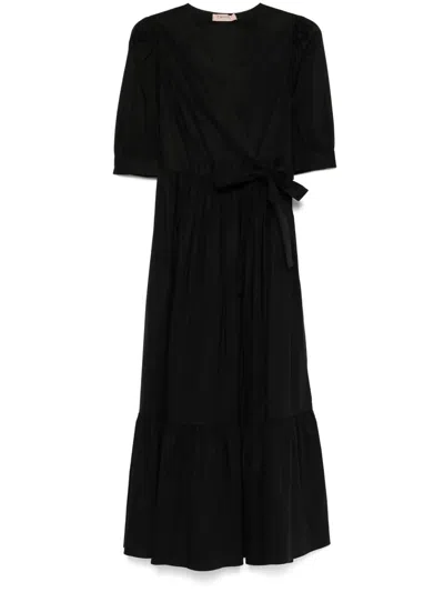 Twinset Wrap Midi Dress In Black