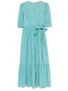 Twinset Wrap Midi Dress In Blue
