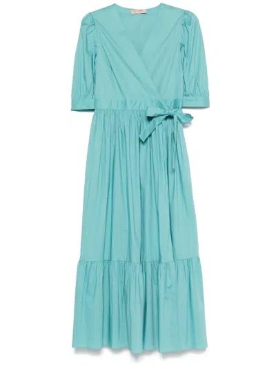 Twinset Wrap Midi Dress In Beige