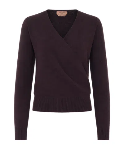 Twinset Wrap V-neck Knitted Sweater In Multi