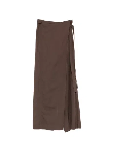Twinset Wrap-front Wide-leg Trousers In Brown