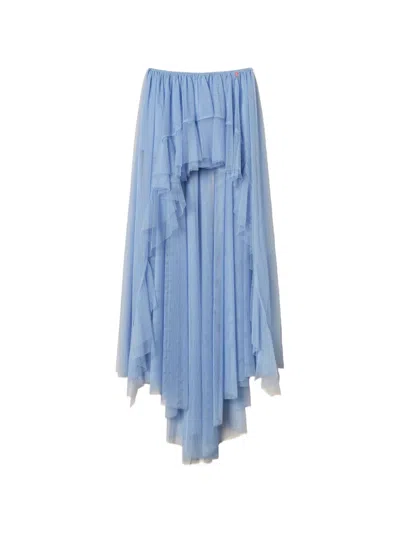 Twinset X Myfo Asymmetric Tulle Skirt In Blue