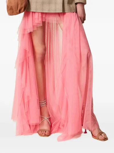 Twinset X Myfo Asymmetric Tulle Skirt In Pink