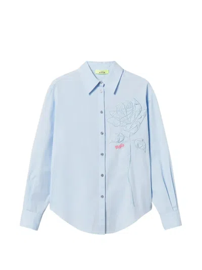 Twinset X Myfo Floral-embroidered Shirt In Blue