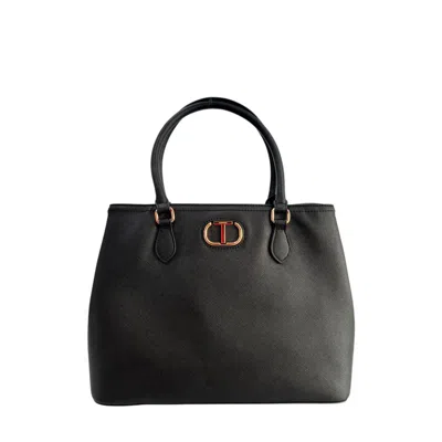 Twinset Yellow Polyurethane Women Shoulder Bag In Black