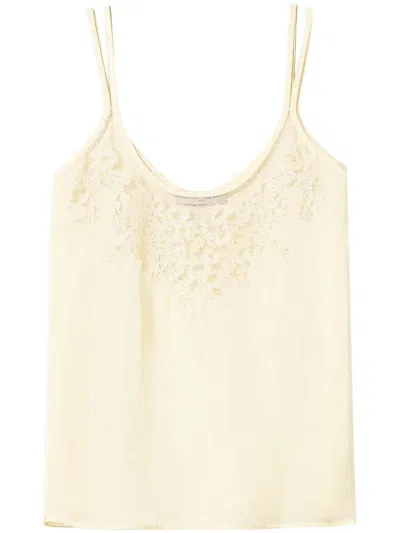 Twinset Yellow Top With Thin Shoulder Straps In Beige
