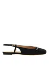 Twinset Black Ballet Shoes With Square Toe And Logo Plaque On The Front In Tech Fabric Woman In Black