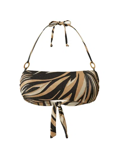 Twinset Zebra-print Bandeau Bikini Top In Black