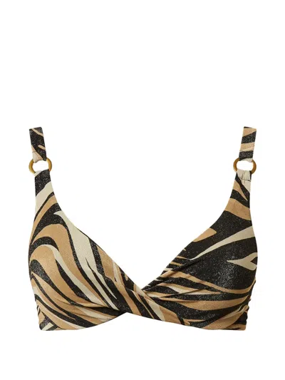 Twinset Zebra-print Bikini Top In Brown