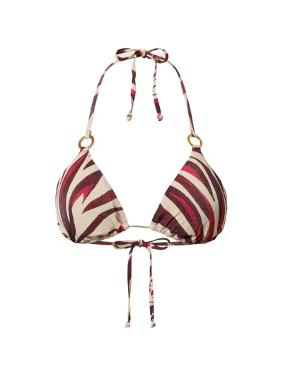 Twinset Zebra-print Lurex Bikini Top In Multi