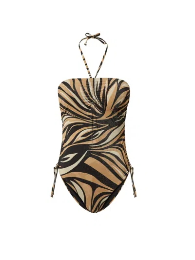 Twinset Zebra-print Lurex Swimsuit In Multi