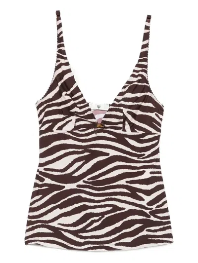 Twinset Zebra-print Top In Brown